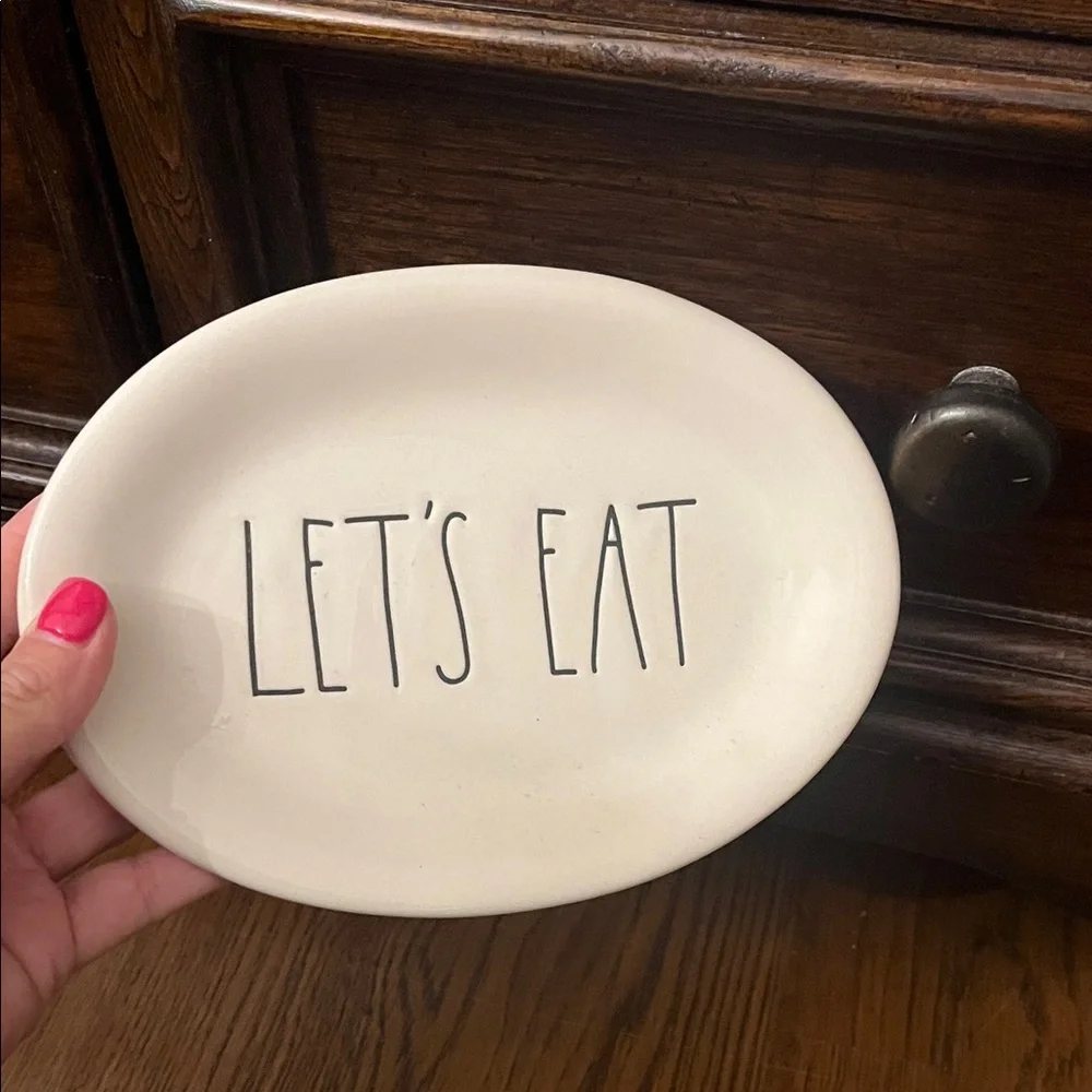 Rae Dunn Cream 'Let's Eat' Oval Plate - Picture 2 of 2